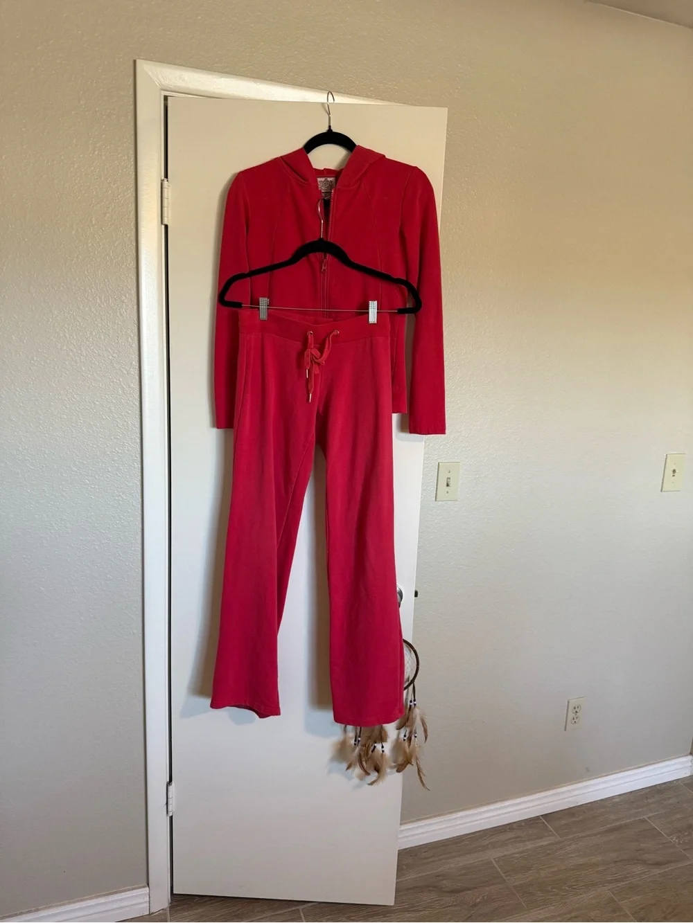 Juicy Couture Red Hoodie and Drawstring Track Pants Set